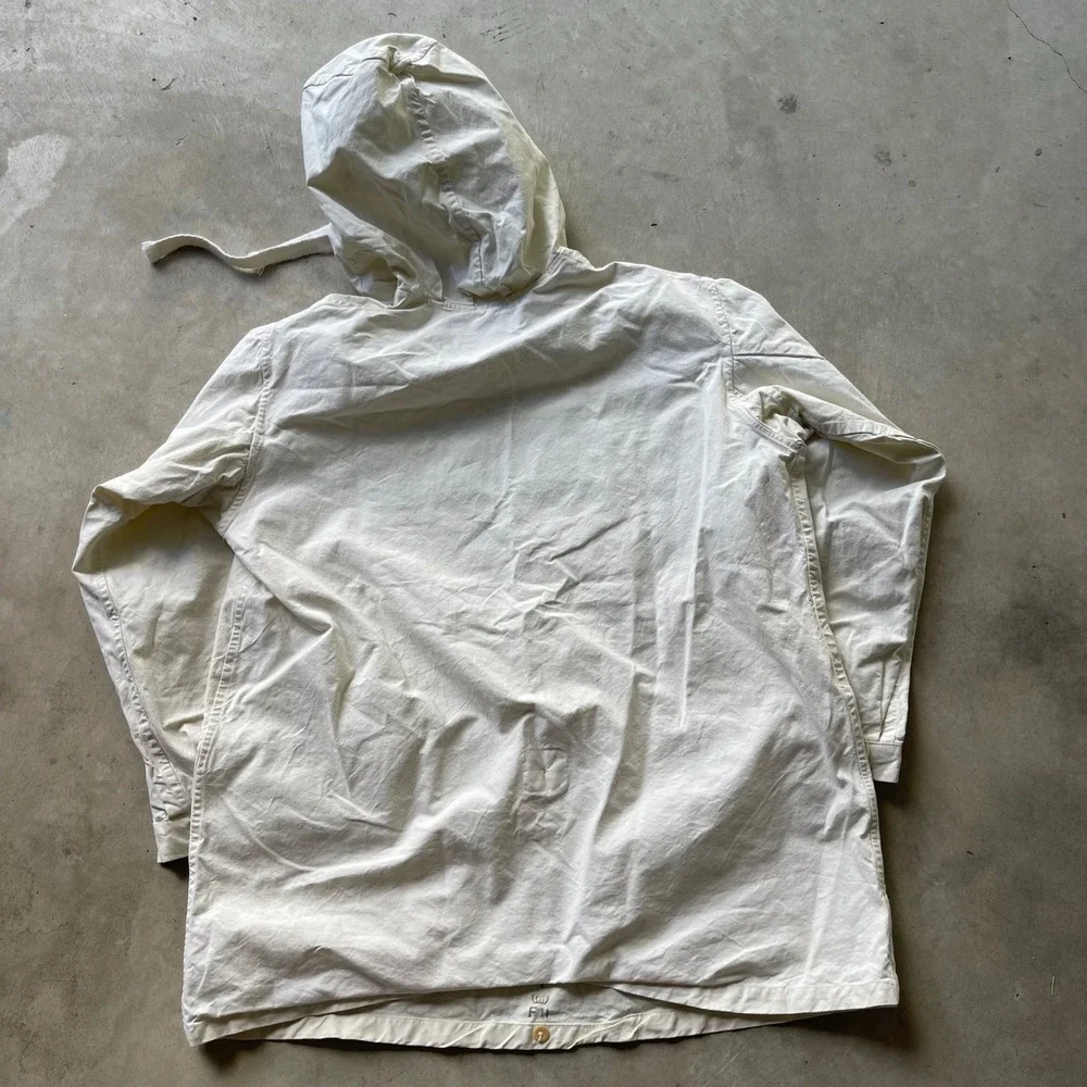 Vintage WW2 Swedish Military Smock White Cotton Canvas Anorak Hooded Jacket F11